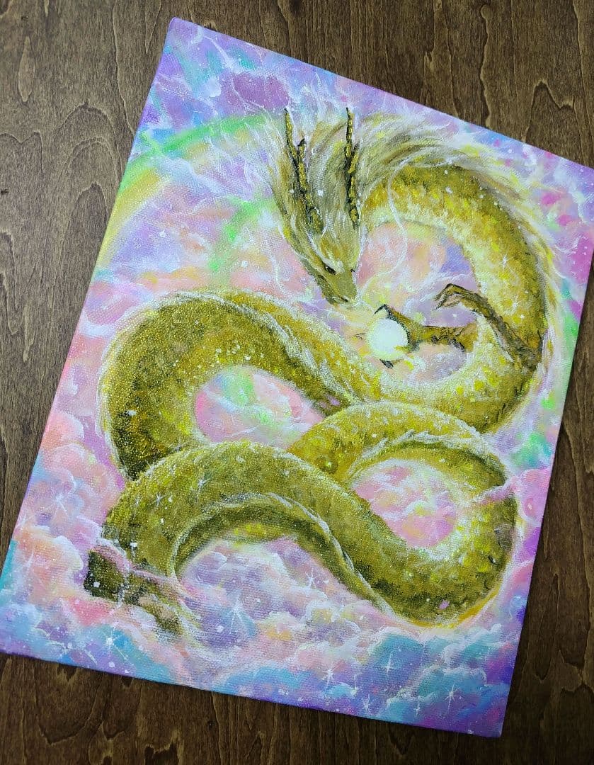 n*y様 【龍神】アクリル画 F3 風景画 開運絵画