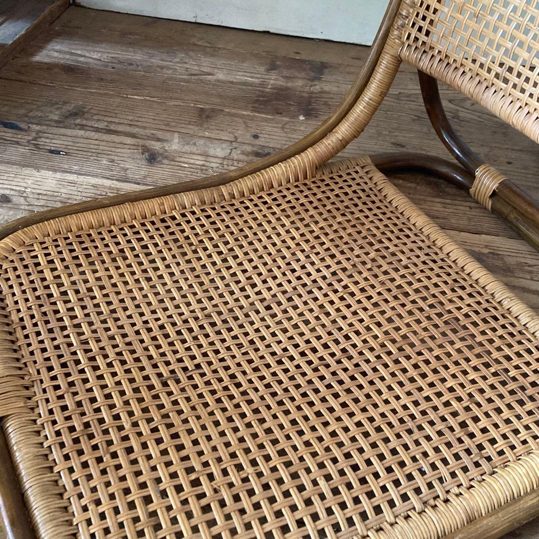 2脚セット ヴィンテージラタン 座椅子 和モダン レトロ 古民家