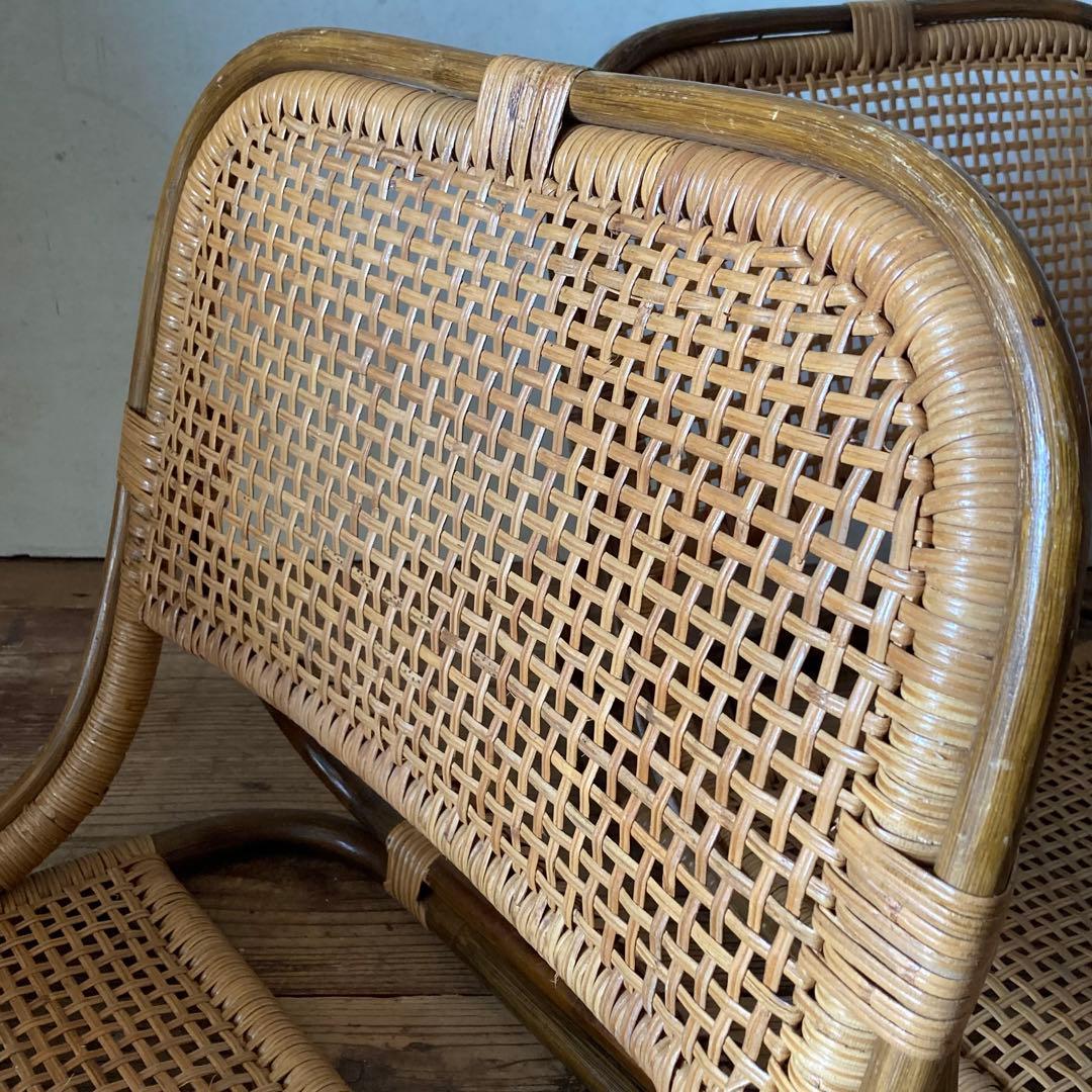 2脚セット ヴィンテージラタン 座椅子 和モダン レトロ 古民家