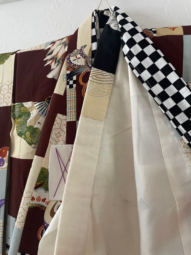 美品　七五三　3歳　アンティークお着物セット　正絹　ブラウンの総絞り被布　ブーツ