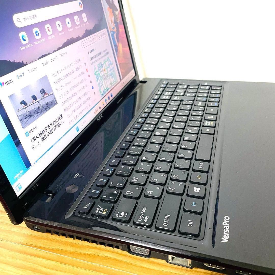 NECピアノブラックノートパソコン SSD win11 オフィスDVD