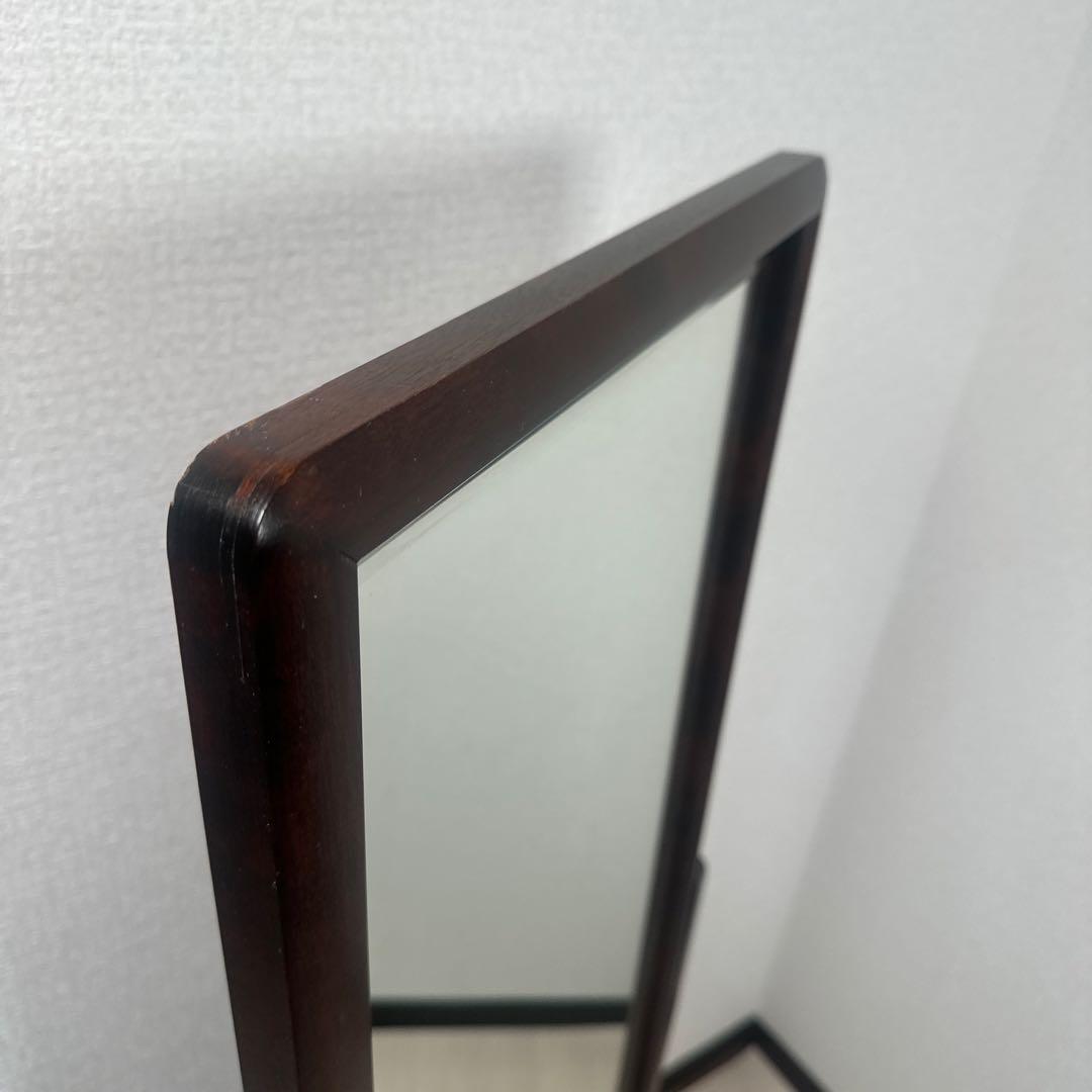 北海道民芸 スタンドミラー 鏡 姿見 全身鏡 樺材 無垢材 和家具 i1※