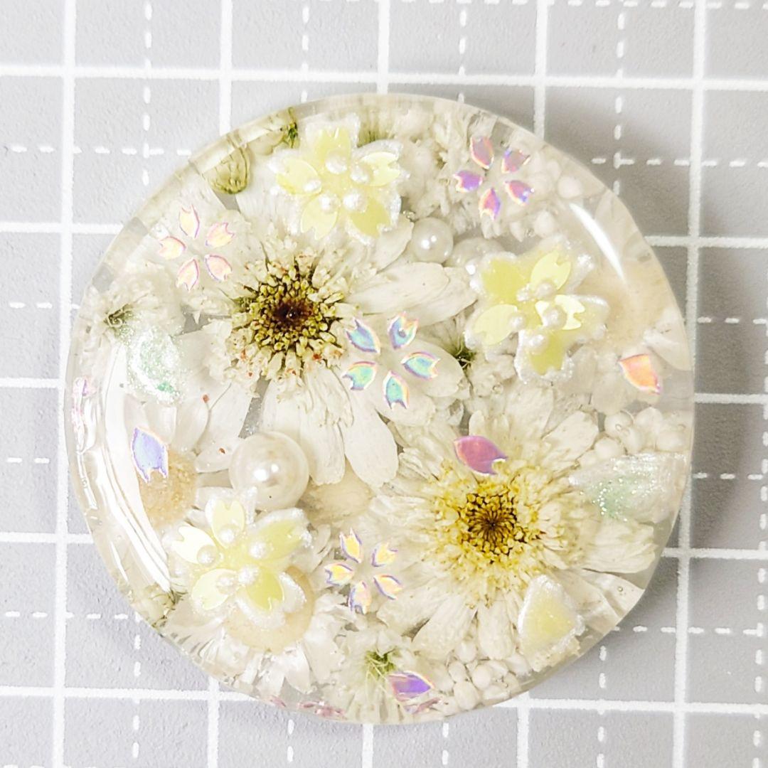 レジン　猫　ドライフラワー　ヘアゴム　ブローチ　ポニーフック　No.610
