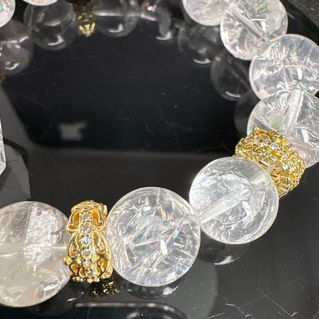 ＊イチゴchan様お取置き4/1＊水晶六芒星　龍神彫り　アイリス水晶