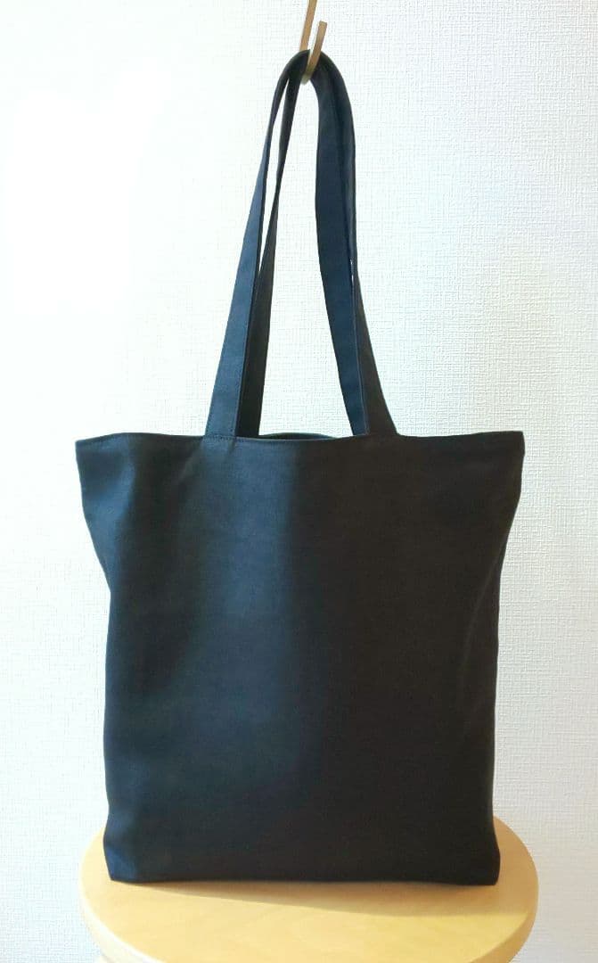 モモタロウ様 ブラック麻と帆布肩掛けトート・ロイヤルブルーミニトート