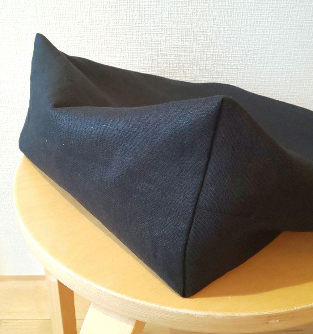 モモタロウ様 ブラック麻と帆布肩掛けトート・ロイヤルブルーミニトート