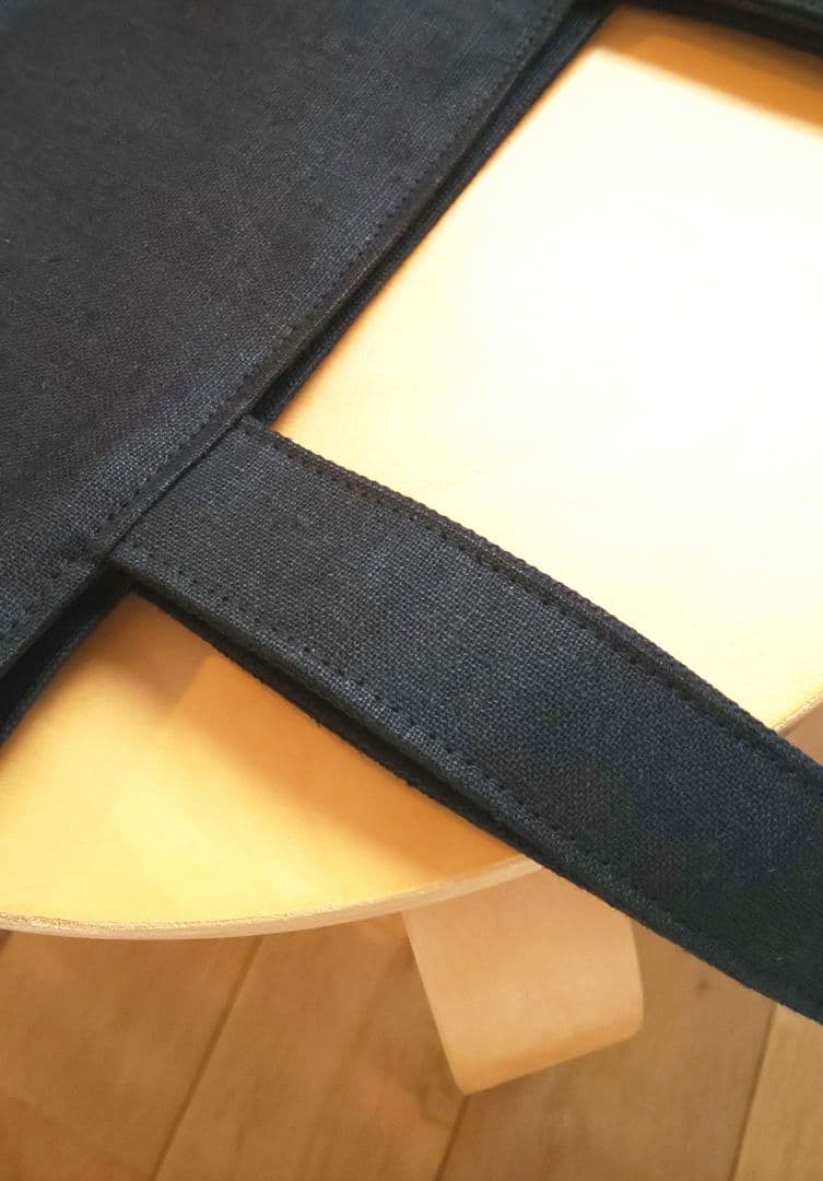 モモタロウ様 ブラック麻と帆布肩掛けトート・ロイヤルブルーミニトート