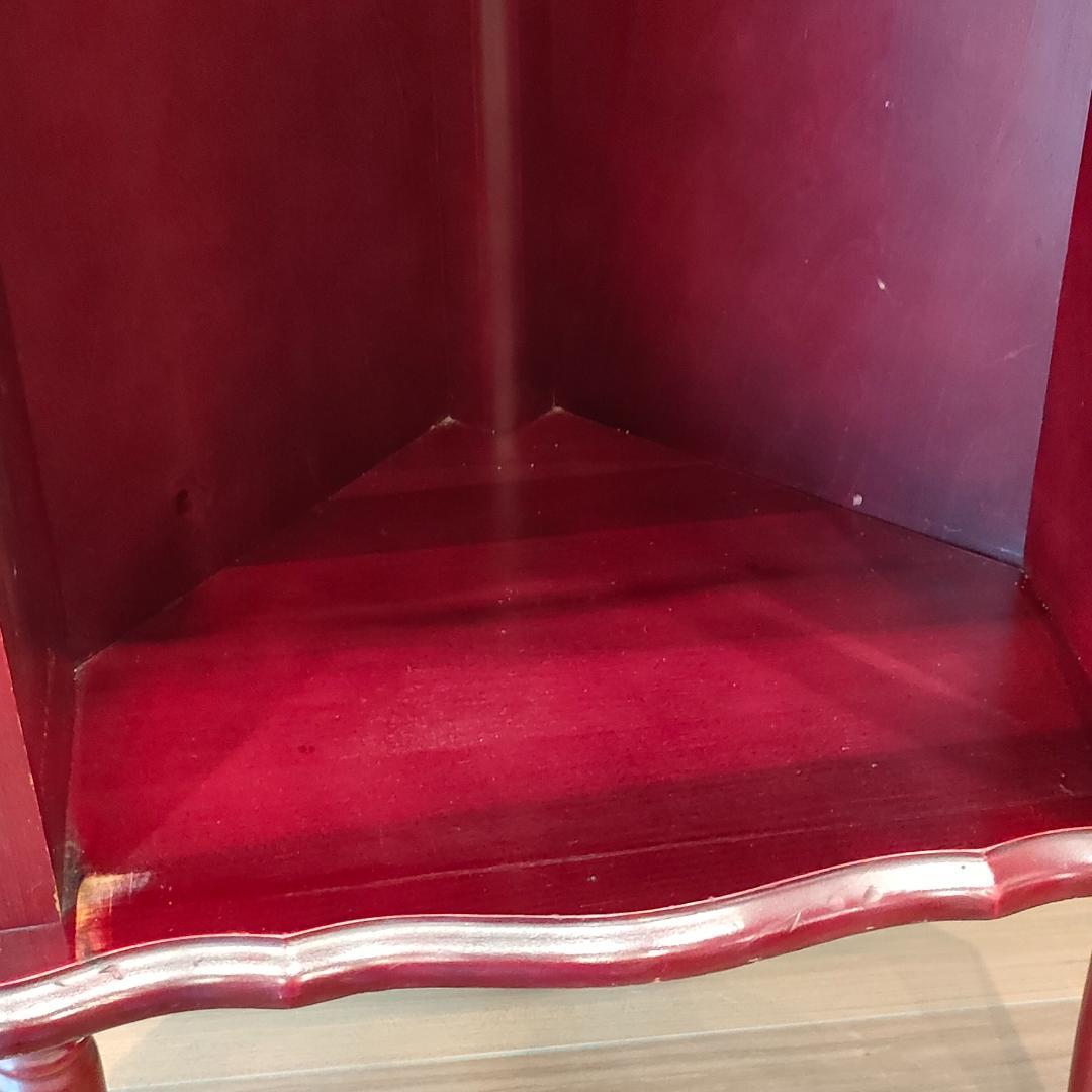 アンティーク　コーナーキャビネット　花柄　サイドキャビネット