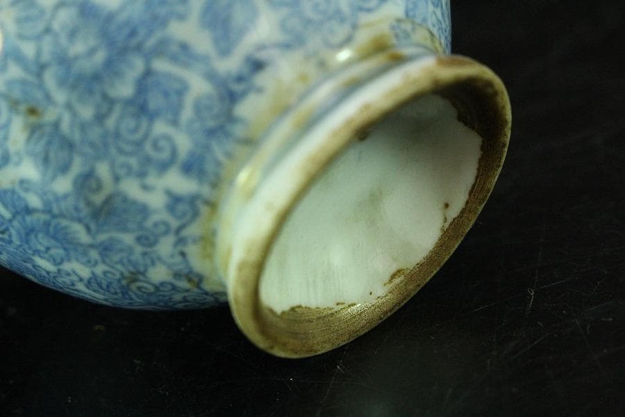 煎茶 染付 碗 五件 時代物(K-LC763)