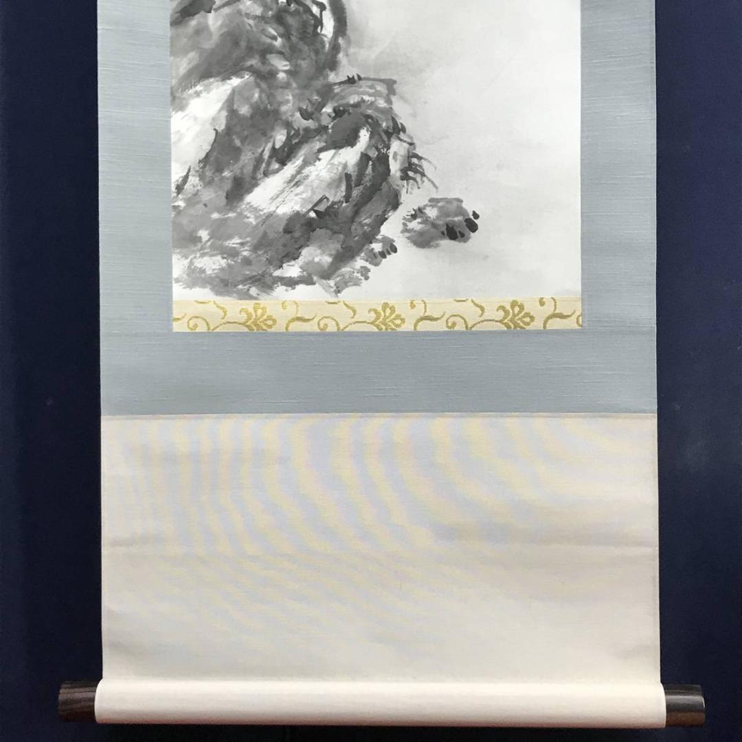 【真作】中村江谿/李白観瀑図/滝図/観瀑図/山水図/掛軸/名家伝来/AD-97