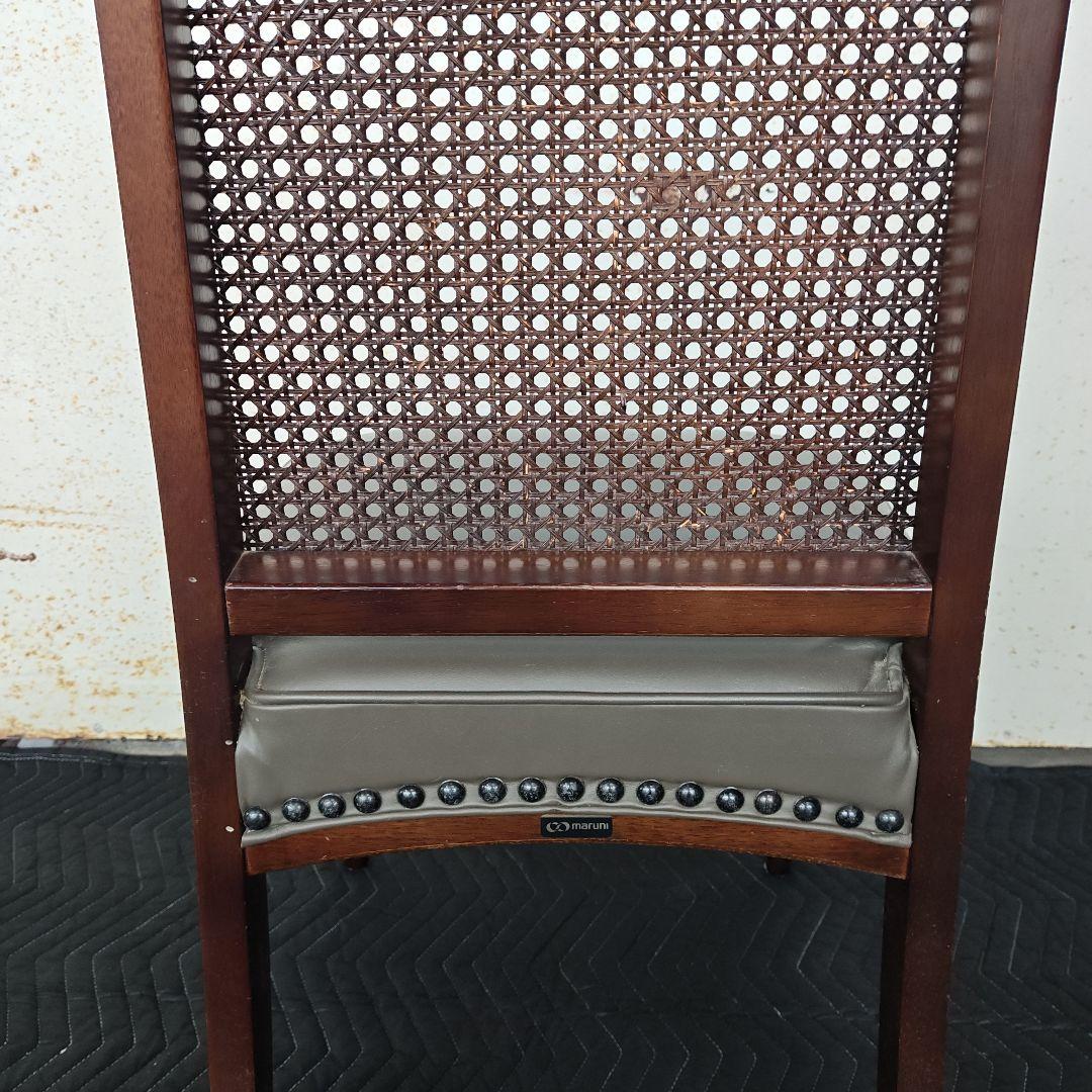 【送料込み】maruni/マルニ ベルサイユ 本革張 ダイニングチェア 猫脚 籐
