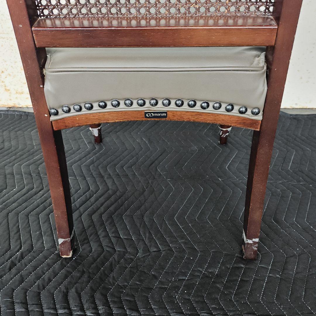 【送料込み】maruni/マルニ ベルサイユ 本革張 ダイニングチェア 猫脚 籐