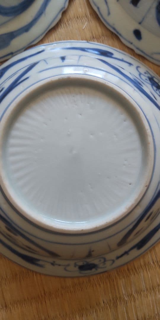 古染付　古伊万里　王地山焼　江戸時代　深皿5枚　完品　骨董　アンティーク