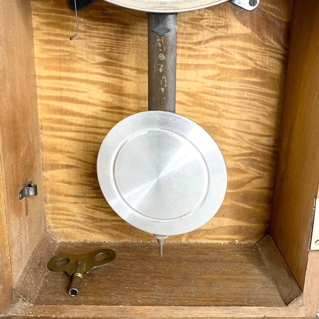 昭和レトロ　明治時計　Meiji　振り子時計　掛け時計　ゼンマイ　ジャンク