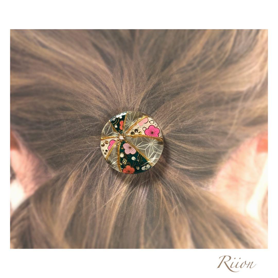 no.1095✨‪手毬モチーフレジンヘアゴム✨花模様❻