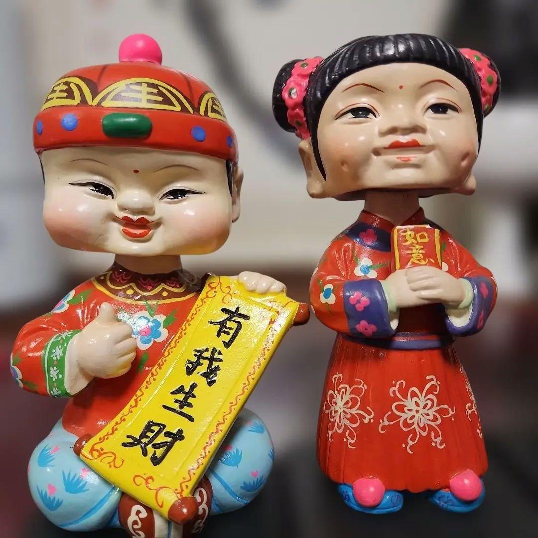 中国風 子供の陶器置物 4点セット