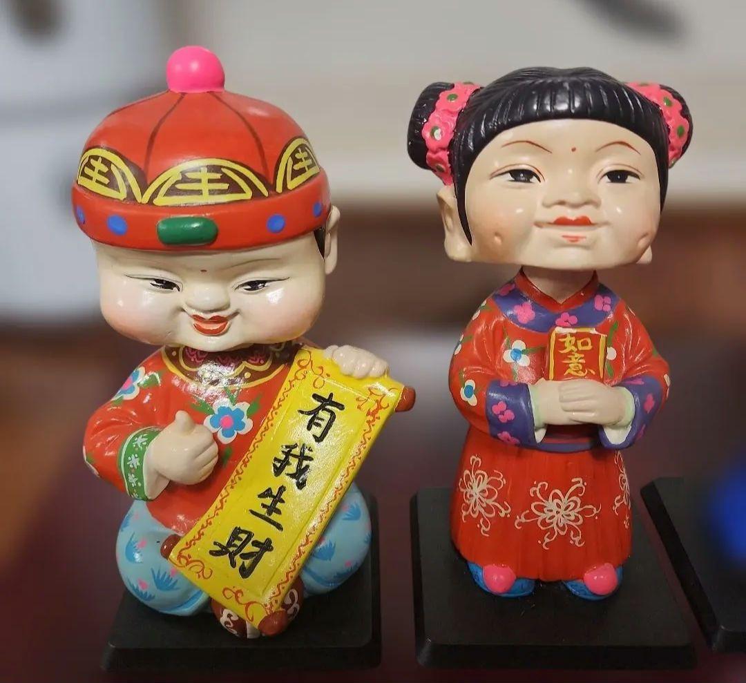 中国風 子供の陶器置物 4点セット