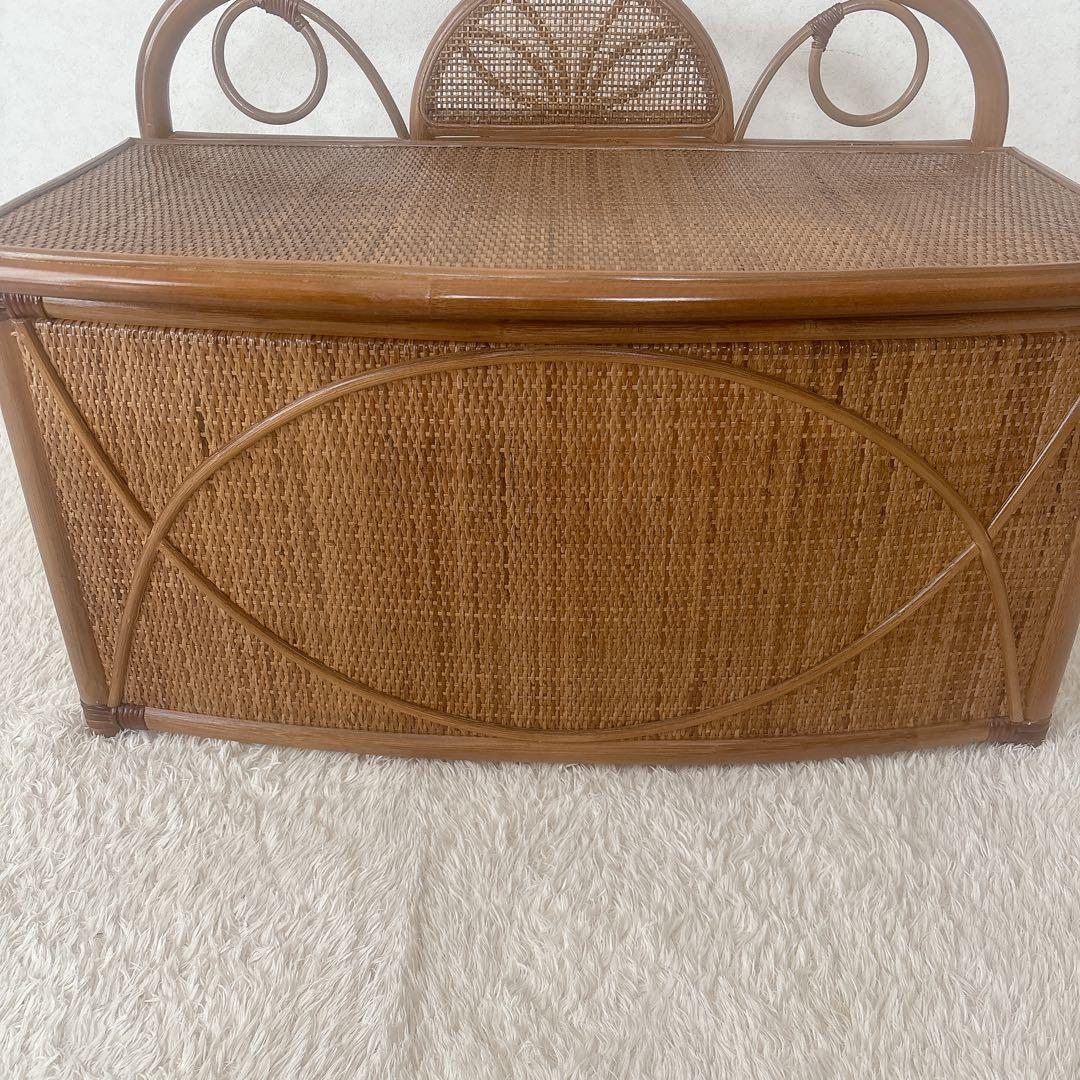レトロ モダン ヴィンテージ】籐 ラタン ベンチ 収納 チェスト 家具