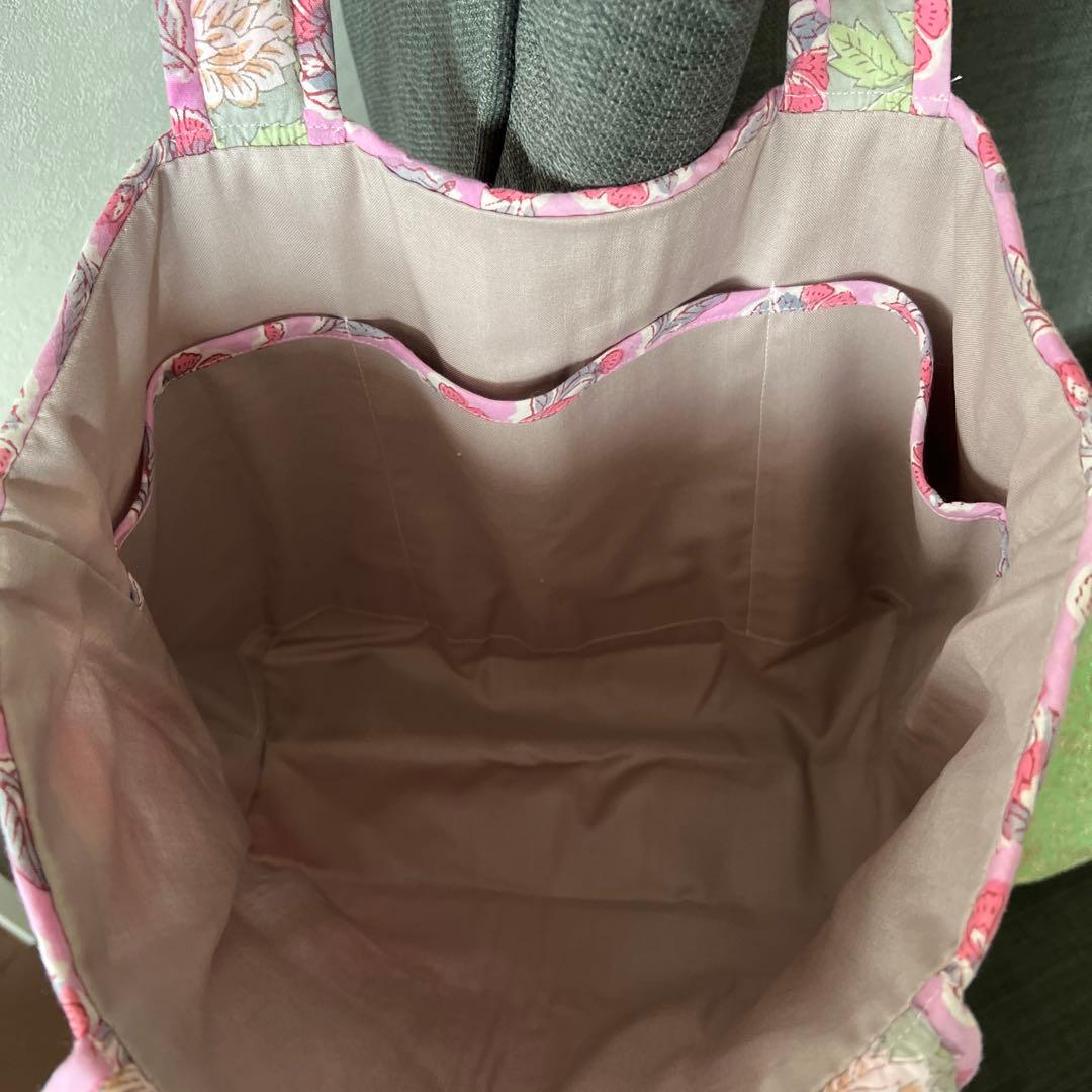 大人なパッチワーク⭐︎ブロックプリントのトートバッグ