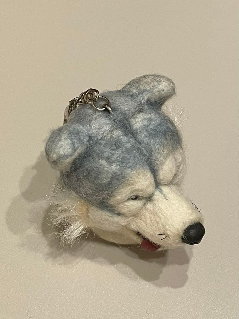 羊毛フェルト　ハンドメイド　オオカミ　キモカワシリーズ　オリジナルLEDランタン