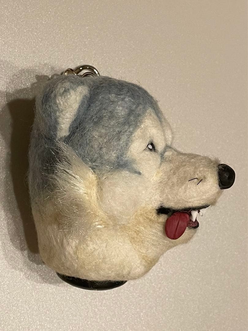羊毛フェルト　ハンドメイド　オオカミ　キモカワシリーズ　オリジナルLEDランタン