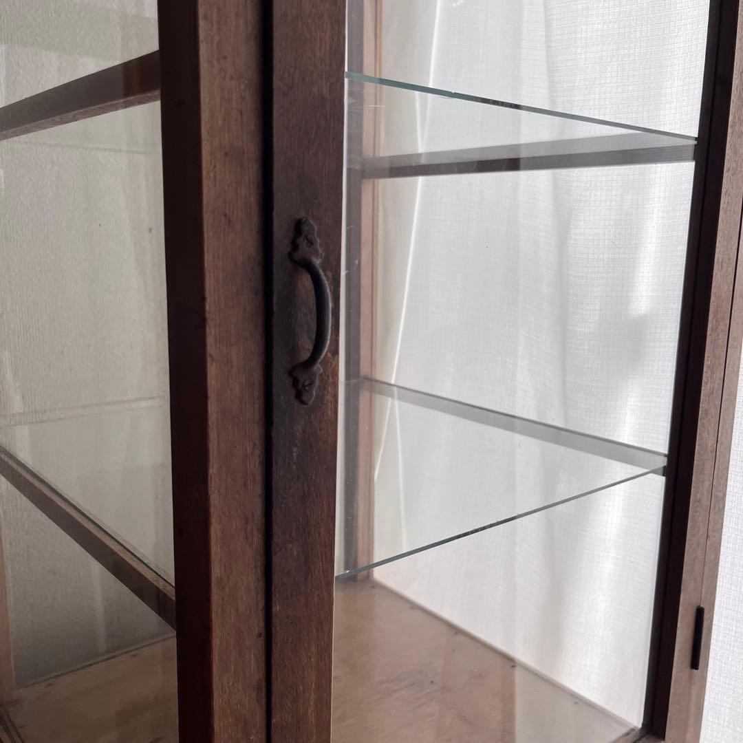 古家具 ガラスケース パンケース ショーケース 5面 アンティーク キャビネット