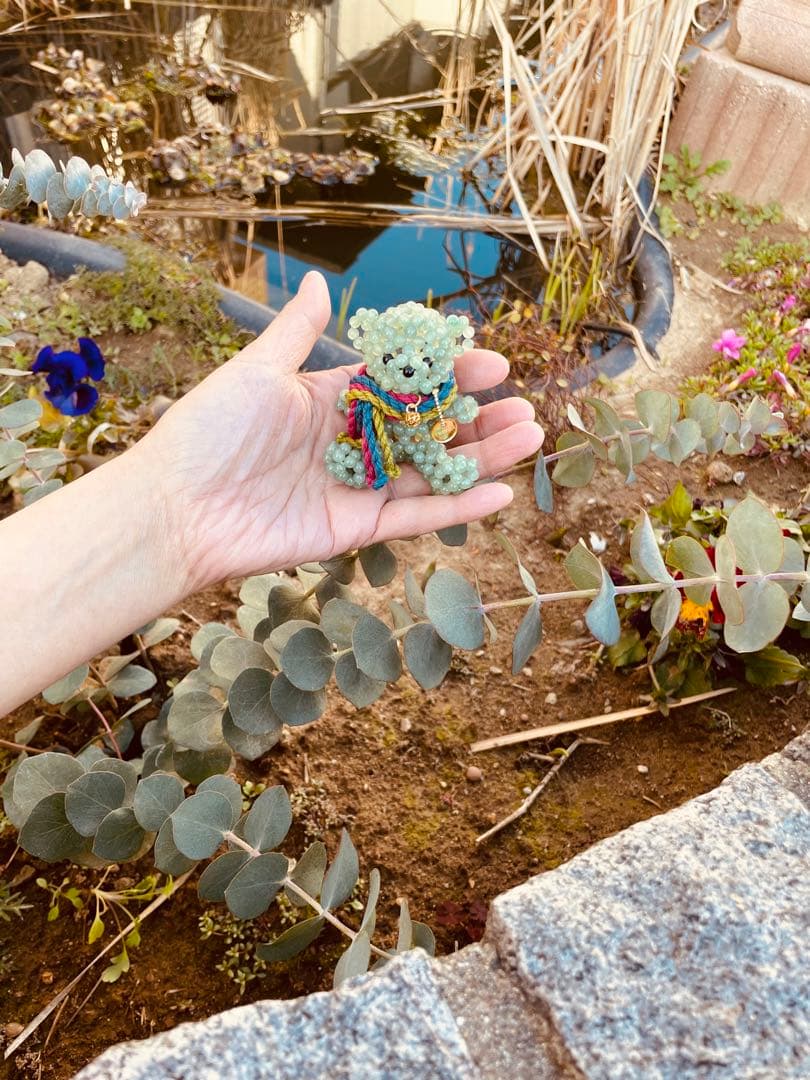 天然石　アベンチェリン　クマ　編みぐるみ　テディベア