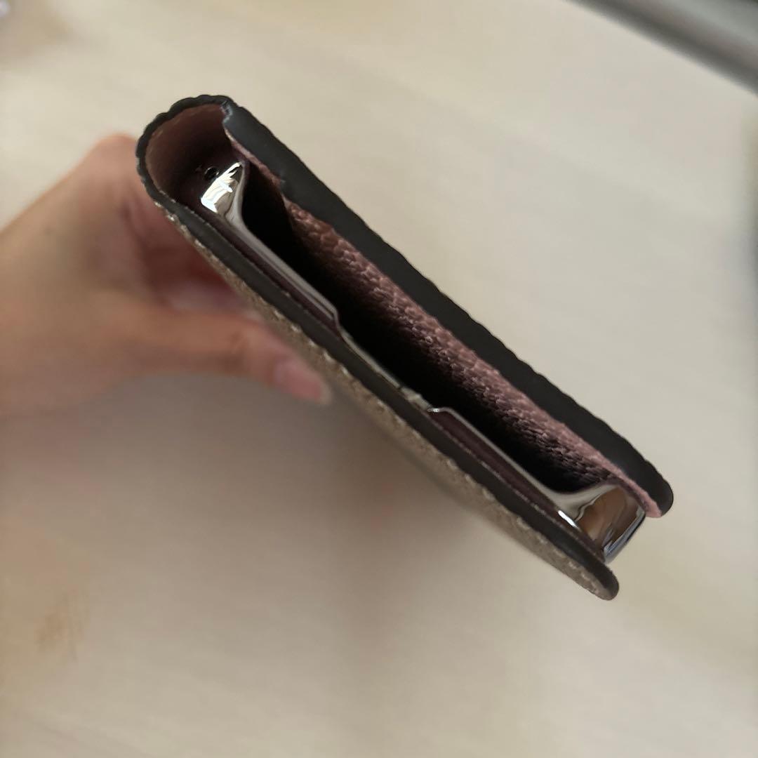 【超美品】BONAVENTURA iPhoneケース(グレージュ＋サクラ)