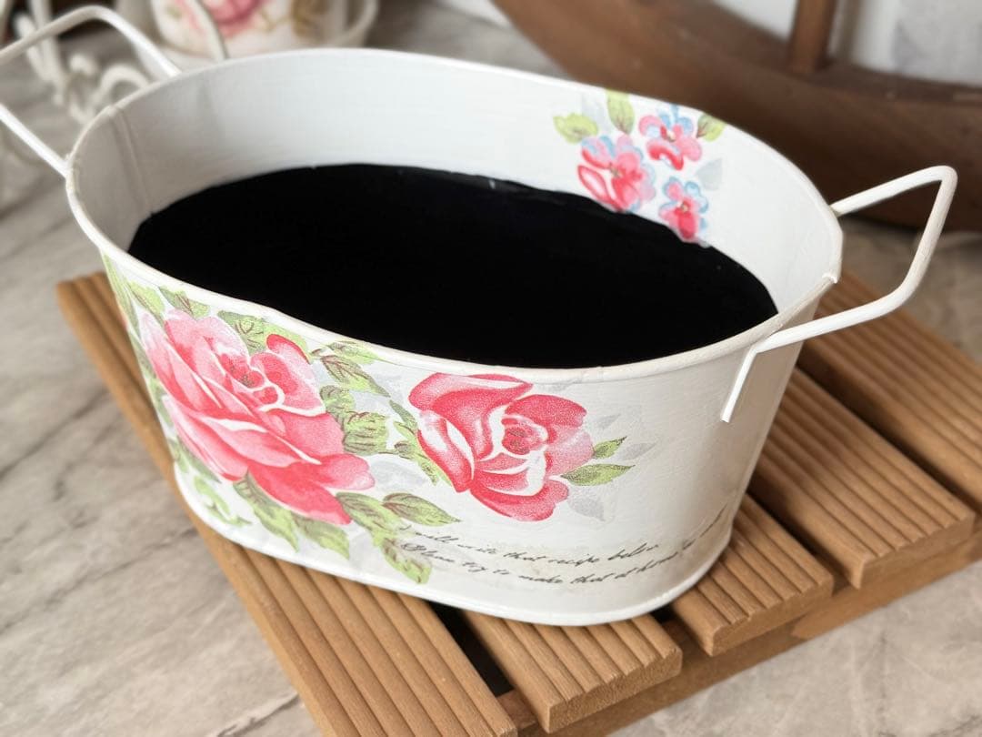 オーバル型プランター※ 鉢カバー※ BOX※キッチンシェルフ※デコパージュ薔薇