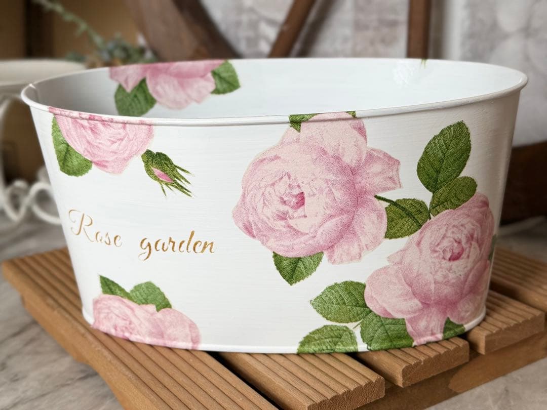 オーバル型プランター※ 鉢カバー※ BOX※キッチンシェルフ※デコパージュ薔薇