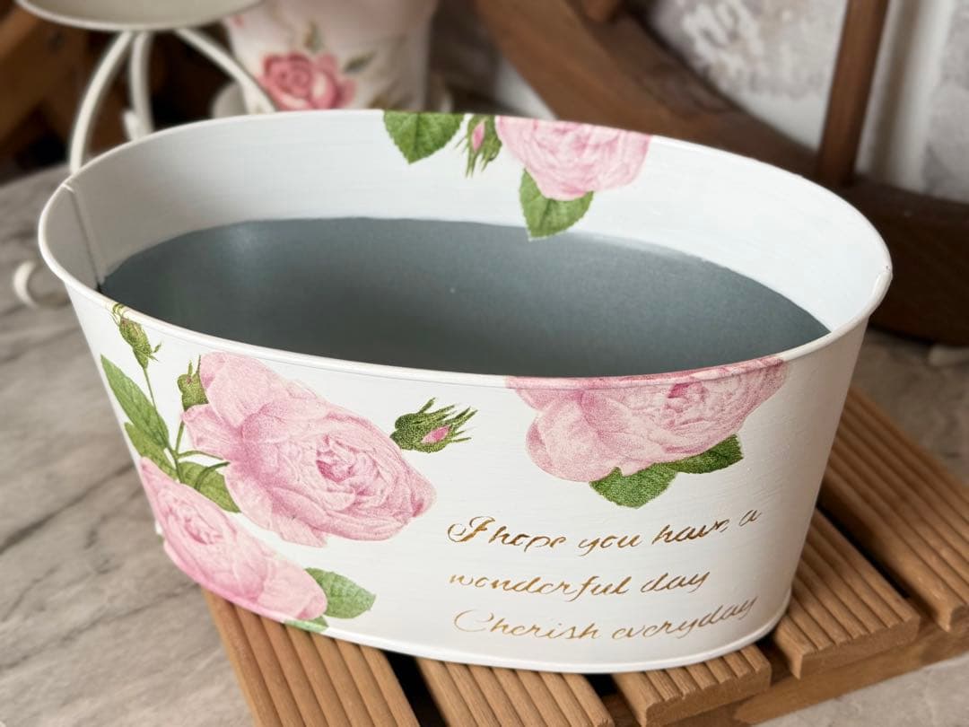 オーバル型プランター※ 鉢カバー※ BOX※キッチンシェルフ※デコパージュ薔薇