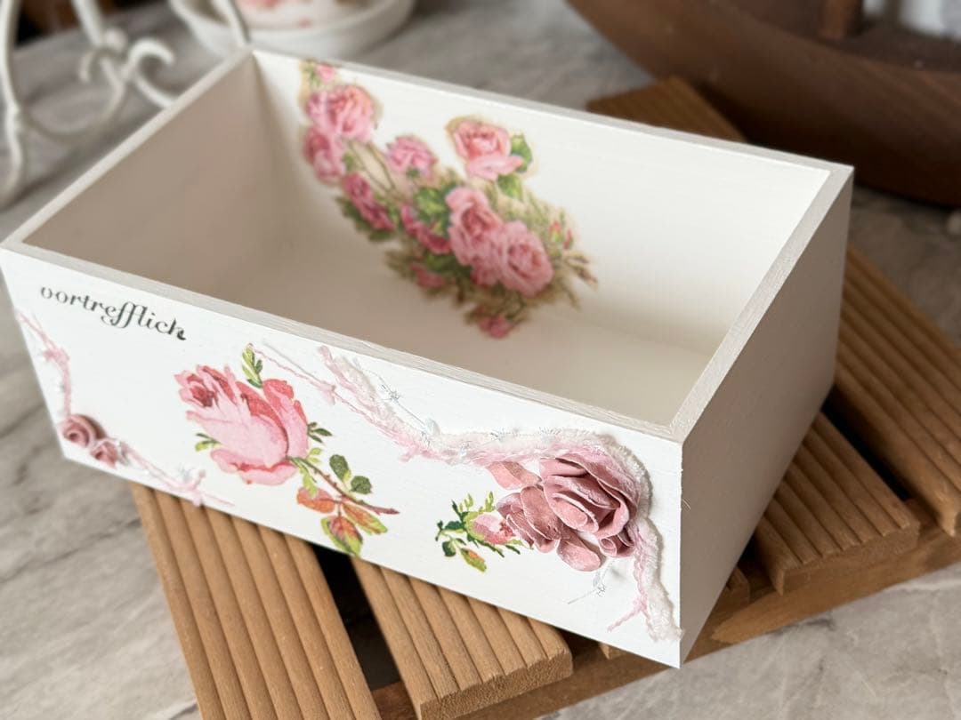 オーバル型プランター※ 鉢カバー※ BOX※キッチンシェルフ※デコパージュ薔薇
