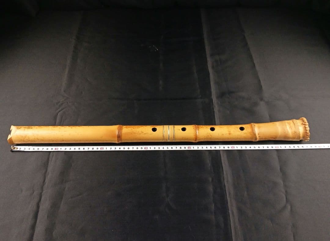 Y3110-1 琴古流 尺八 月童 銀三線 全長67㎝ 竹製