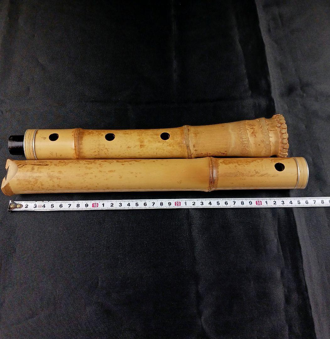 Y3110-1 琴古流 尺八 月童 銀三線 全長67㎝ 竹製