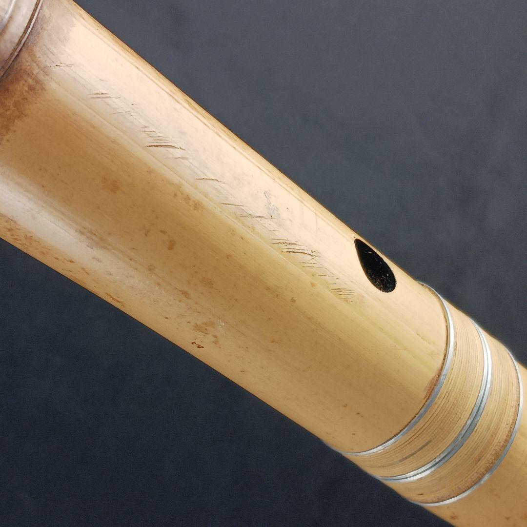 Y3110-1 琴古流 尺八 月童 銀三線 全長67㎝ 竹製