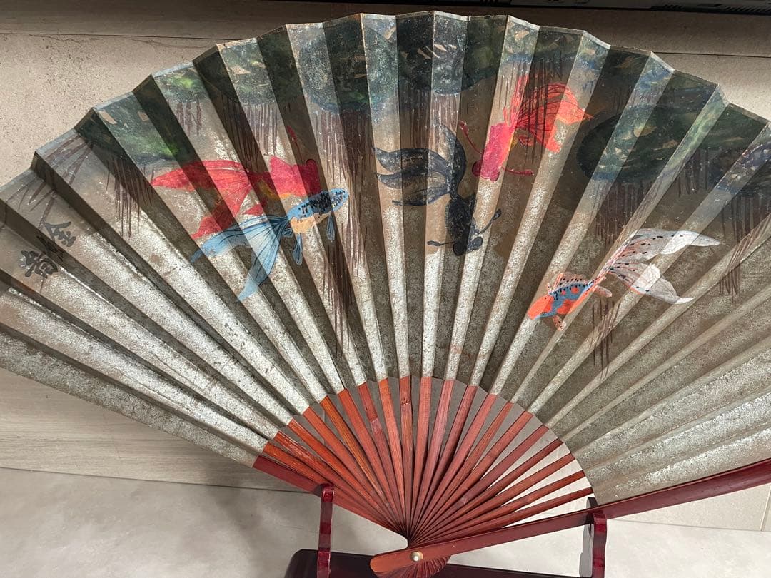 扇　置物　虎　金魚　2セット