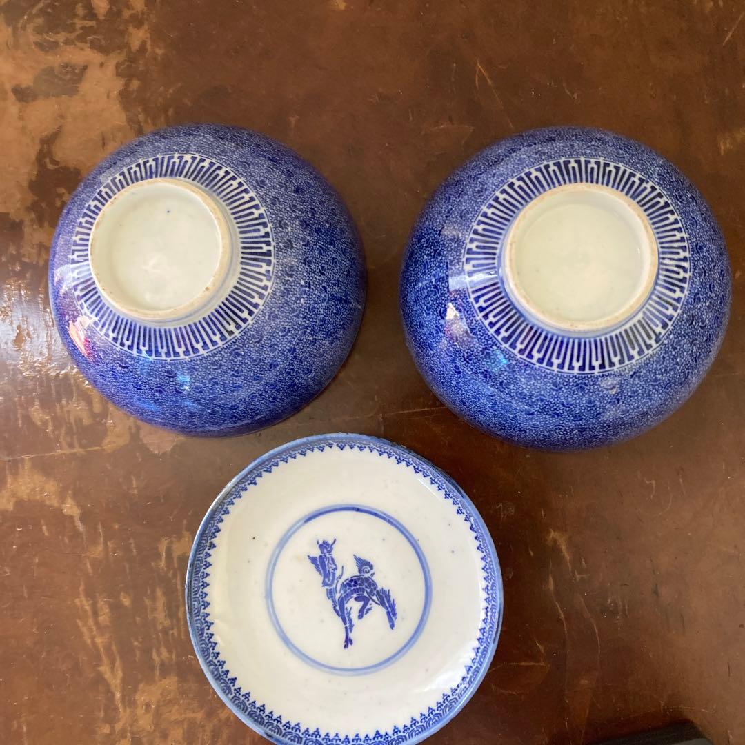 微塵唐草　二器セット　骨董　明治時代