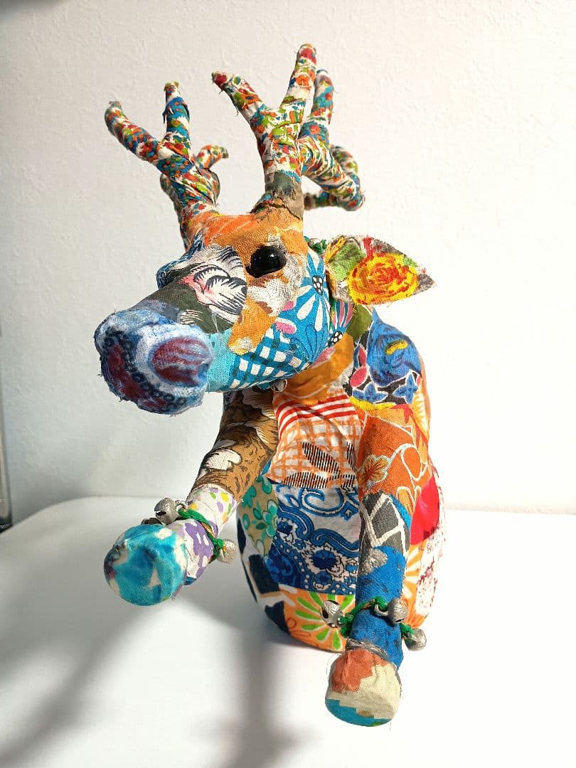 壁掛け　パッチワーク　インテリア　鹿　トナカイ　北欧　オブジェ　アンティーク