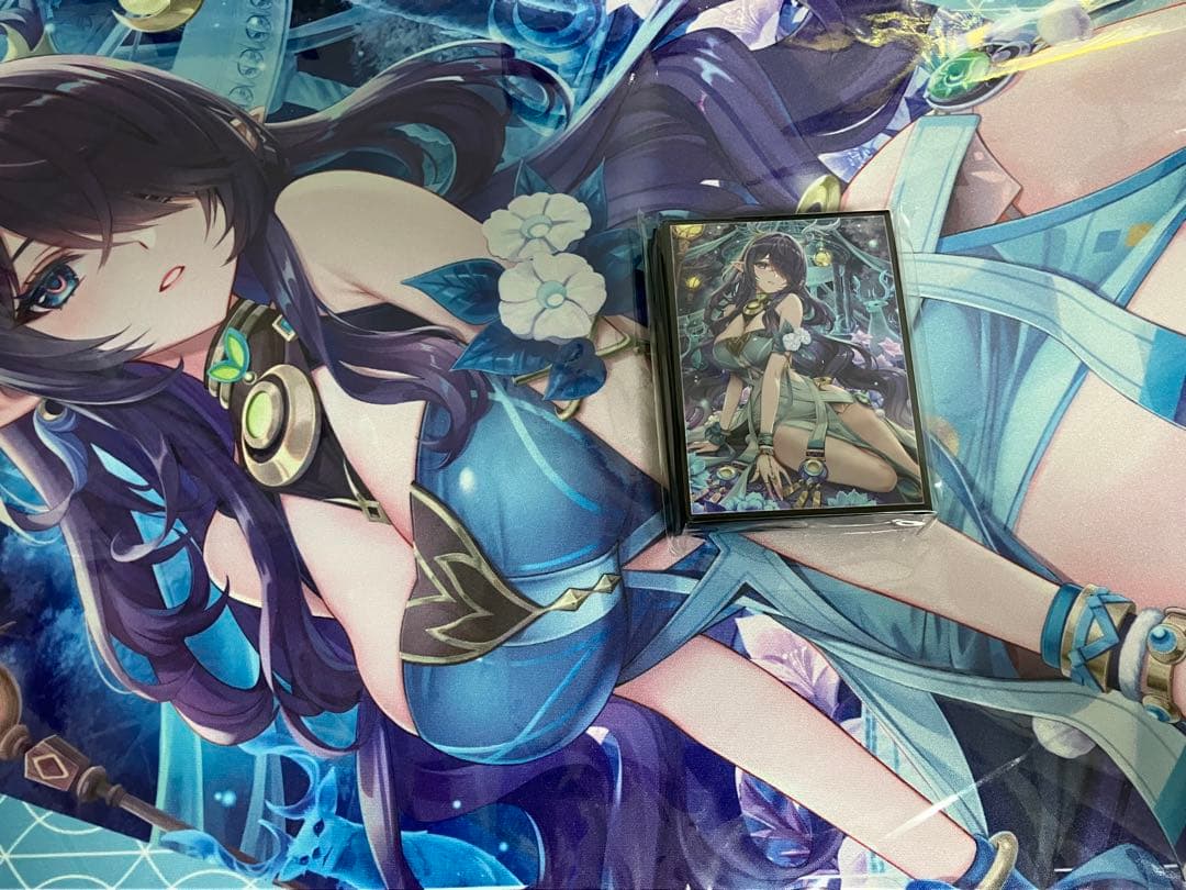 ミッドナイトブルー　スリーブ　プレイマット　原神　ラウマ