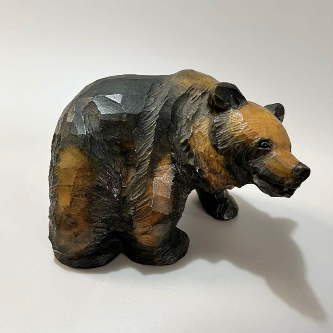 北海道　旭川　大和正幸　木彫りの熊　木彫り熊　木彫熊　作家物　ガラス目　民芸