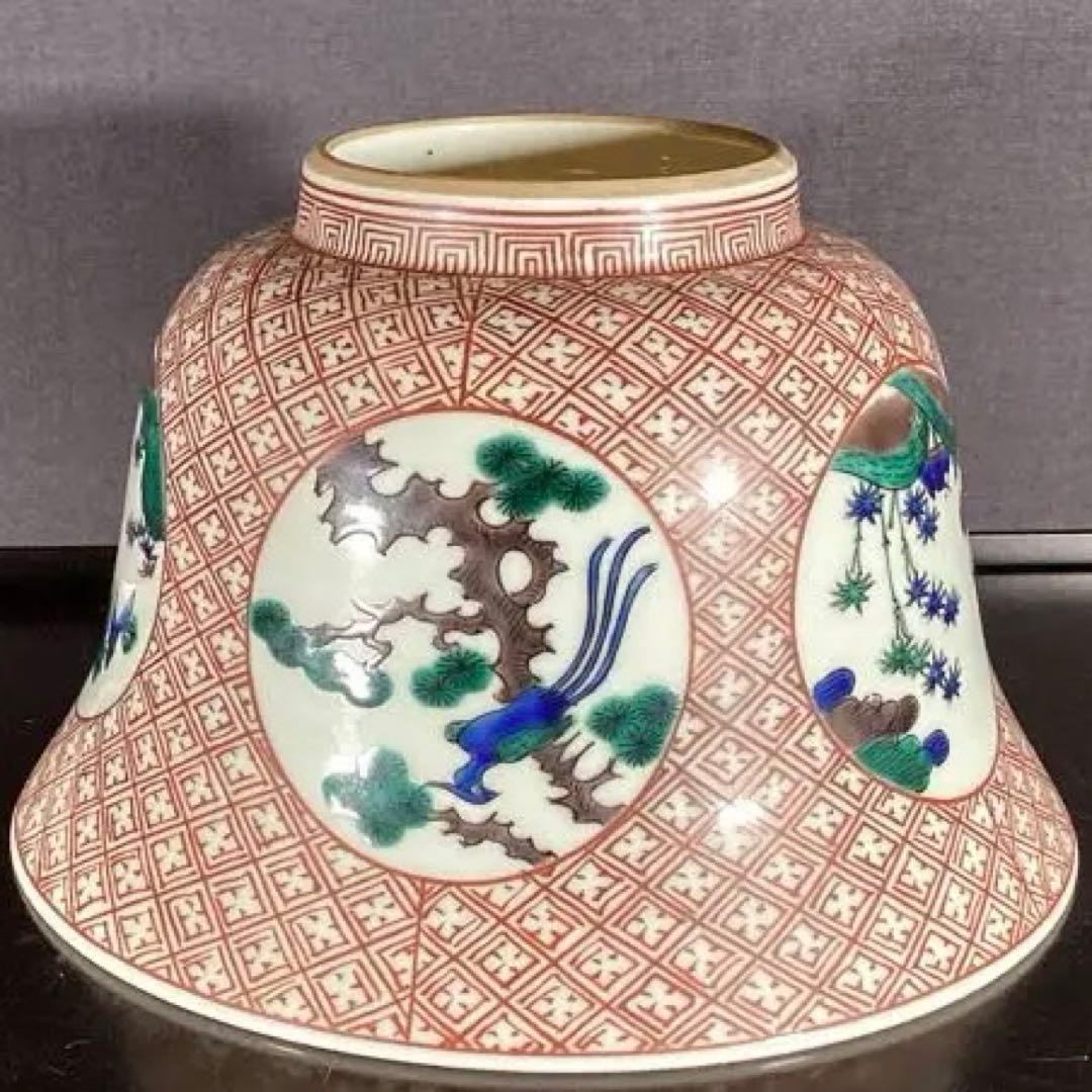 九谷焼　古九谷風　九谷五彩　間口直径21、5cm 古美術　明治