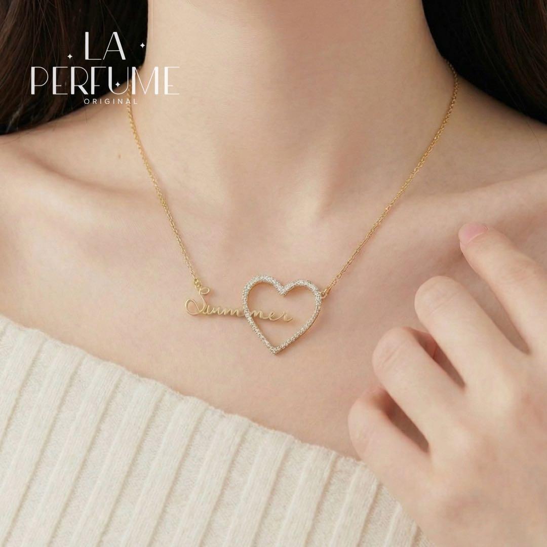 名入れ♡ハート イニシャル キラキラ 名前入り 大人可愛い 文字入れ ネックレス
