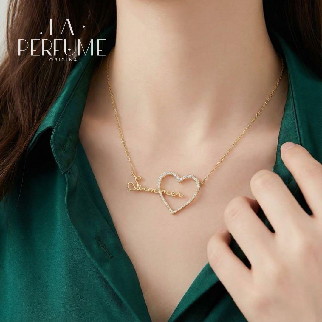 名入れ♡ハート イニシャル キラキラ 名前入り 大人可愛い 文字入れ ネックレス