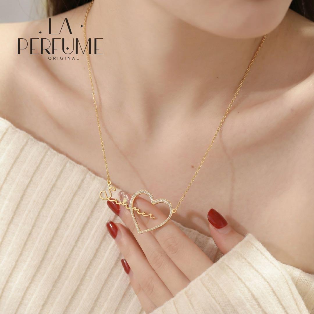 名入れ♡ハート イニシャル キラキラ 名前入り 大人可愛い 文字入れ ネックレス