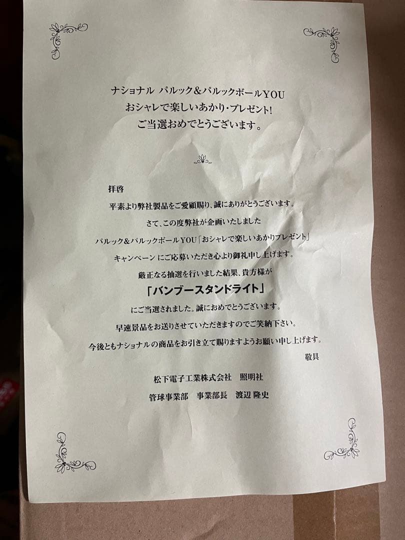 当選品　バンブースタンドライト　ナショナル　パルック&パルックボールYOU