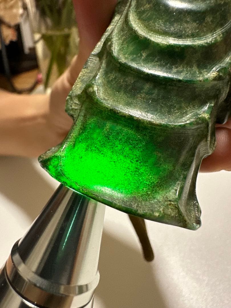 古翡翠 彫刻像 9cm 236gr｜モンゴル翡翠 福神座像 天然石 骨董 美術品