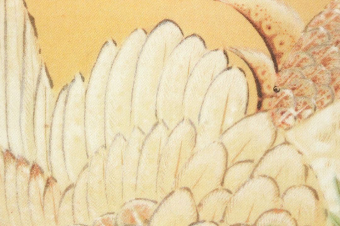 No5899 掛軸　印刷工芸　「伊藤若沖　日出鳳凰図」絹本　共箱/畳箱　送料無料