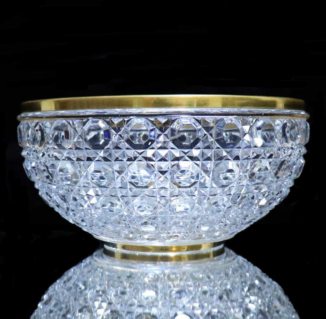オールド・バカラ 美術館級1890年 特注品金縁大型鉢 ディアマン・ピエーリー