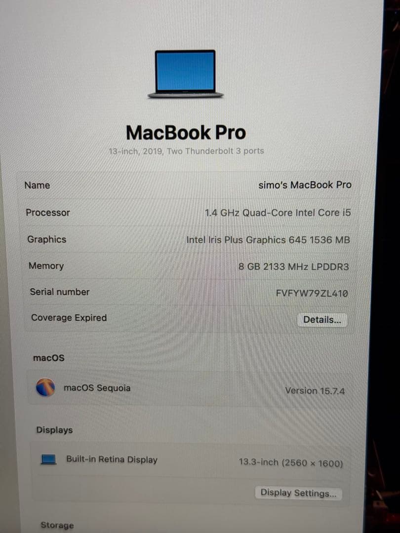 MacBook Pro 13インチ 2019年モデル