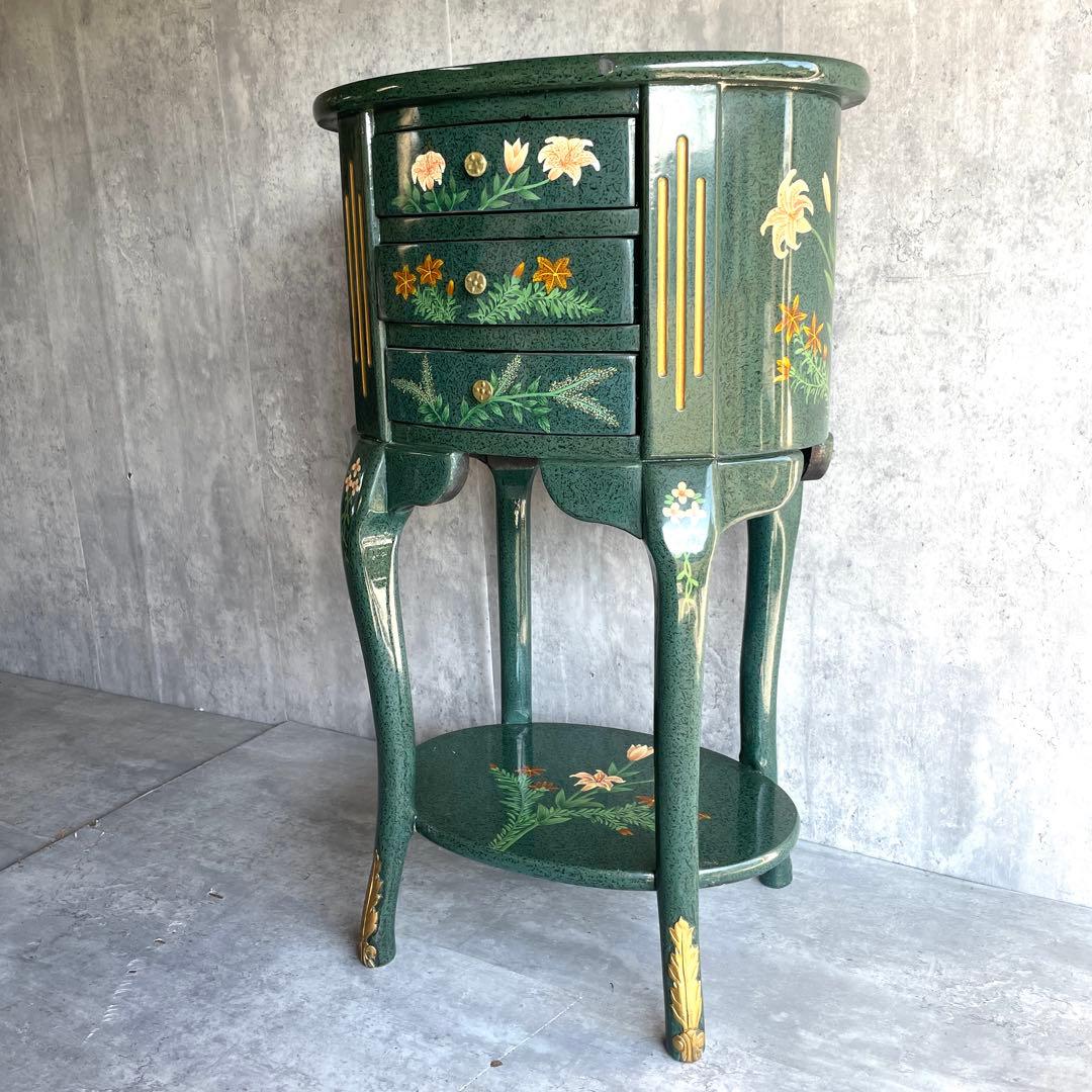 【なつき】アンティーク 猫脚 キャビネット 3段チェスト 花台 電話台